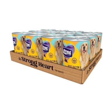 A Strong Heart Wet Dog Food, Beef, Bacon & Cheese Flavor - 13.2 oz Cans (Pack of 12), Made in The USA with Real Beef - Image 1