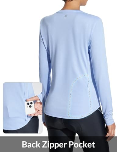 baleaf Sun Shirt Women UV Protection Long Sleeve Tops UPF 50+ Lightweight Quick Dry SPF Outdoor Clothing Pocket Blue M - Image 3