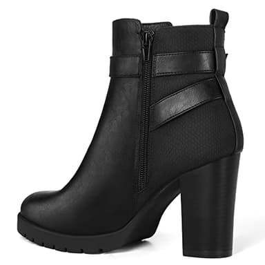 mysoft Women's Ankle Boots Chunky Stacked Heel Zipper Booties - Available in Wide Sizes - Image 5