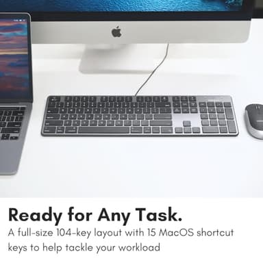 Macally Slim USB Wired Keyboard for Mac - Full Size Apple Key Board - Scissor Keycaps for Mac mini, MacBook Pro, MacBook Air, iMac Keyboard USB C. - Image 4