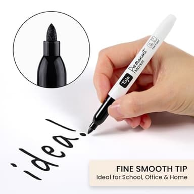 Permanent Markers Fine Tip, 30 Pack Black Quick-Drying and Fade-Resistant Permanent Markers Bulk Set for Writing and Drawing on Wood, Plastic, Metal, Glass, Stone, Ideal for Office School Supplies - Image 5
