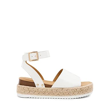 DREAM PAIRS Women's Platform Espadrilles Casual Ankle Strap Wedge Sandals Comfortable Dressy Summer Shoes,Size 8,White-Pu,SDPW2359W - Image 2