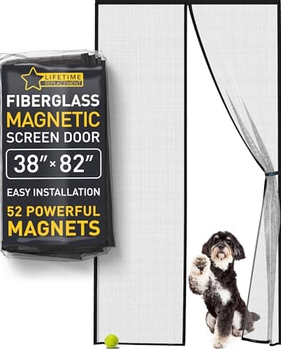 Upgraded Magnetic Screen Door - Bugs Out, Breeze in - 9min Install Auto-Sealing Heavy Duty Double Stitched Mesh, 52 Magnets, Hands Free Patio Door Net, Pet & Kid Friendly, 38 x 82 Inch, Flux Phenom - Image 1