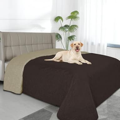 Easy-Going Waterproof Dog Bed Cover Reversible Leak Proof Pet Blanket Replacement Mat for Furniture Washable Couch Cover Sofa Cover for Dogs Cat(68x86 Inch, Chocolate/Beige) - Image 1