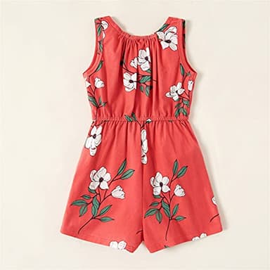 PATPAT Big Kids 3 Pieces Solid Floral Rompers Little Girl Elastic Waist Sleeveless One Piece Knit Jumpsuits Multipack, 7-8 Years - Image 8