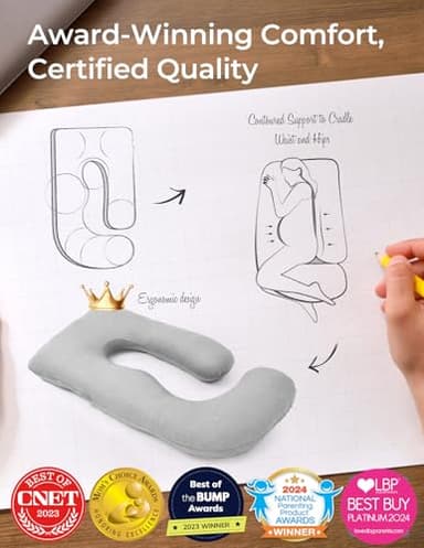 Momcozy Pregnancy Pillows for Sleeping, U Shaped Full Body Pillow for Pregnancy Women with Removable Jersey Cotton Cover, 57 Inch Maternity Pillow, Grey - Image 4