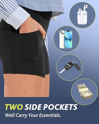 CAMPSNAIL Biker Shorts Women with Pockets - 3"/5"/8" High Waisted Workout Spandex Tummy Control Gym Running Yoga Shorts - Image 3