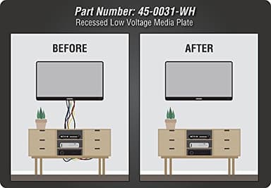 DATA COMM Electronic 45-0031-WH Recessed Low Voltage Media Wall Plate w/ Built-In Duplex Receptacle Outlet, Cable Management - Elevate Your Home Entertainment w/ Stylish White Panel - Image 4