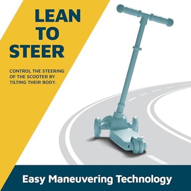 Lifemaster Kids Scooter – Children and Toddler 3 Wheel Kick Scooter – LED Wheel Lights Illuminate When Rolling– Adjustable Handlebar – Indoor and Outdoor Teal - Image 4