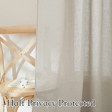 RYB HOME Extra Wide Semi Sheer Curtains, Breathable Room Divider Curtains for Office Bedroom Separation, Large Window Decoration for Sliding Glass Door, Angora, W 70 x L 108, 2 Pcs - Image 4