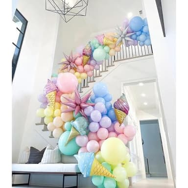 NISOCY Pastel Balloons Arch Garland Kit, 126PCS 18In 12In 10In 5In Pastel Color Rainbow Balloons Different Sizes for Birthday Baby Shower Wedding Gender Reveal Unicorn Party Decorations - Image 3