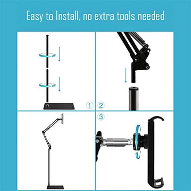 Tablet Floor Stand, Overhead Bed Phone Stand Angle Height Adjustable Holder, Universal Floor Stand Compatible with iPhone iPad Pro Air Mini, Samsung Tab, Kindle, E-Readers… - Image 6