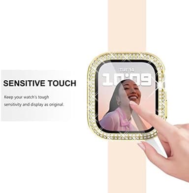 Surace 44mm Case Compatible with Apple Watch Case with Screen Protector, Bling Diamond Overall Protective Case Compatible with Apple Watch Series 6/5/4 SE, 44mm, Gold - Image 7