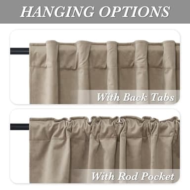RYB HOME 100% Blackout Velvet Curtains for Living Room, Light Blocking Nursery Curtains 96 inches Long 2 Panels, Back Tab Thermal Insulated Window Drapes for Bedroom, Camel Beige, 52W x 96L - Image 3