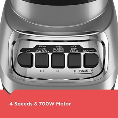 BLACK+DECKER PowerCrush Multi-Function Blender with 6-Cup Glass Jar, 4 Speed Settings, Silver - Image 3