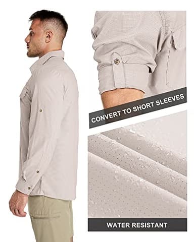 33,000ft Men's Long Sleeve Sun Protection Shirt UPF 50+ UV Quick Dry Cooling Fishing Shirts for Travel Safari Camping Hiking - Image 3