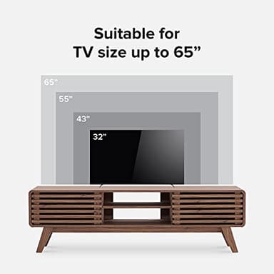mopio Ensley TV Stand, Mid Century Modern for 55/60/65 inch TV, Farmhouse TV Stand, Entertainment Center with Storage, TV and Media Console for Living Room (Walnut, 59" Low) - Image 3