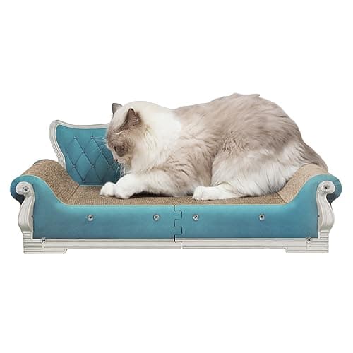 Kidding Pets Cat Sofa Shape Scratch Pad for Large Medium Small Indoor Cats,Larger-Sized Recyclable Reversible Cardboard Cat Couch for Resting Claw Grinding and Playing - Image 1