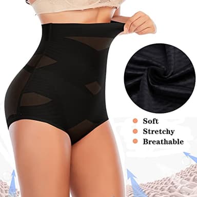 Werena Tummy Control Shapewear Underwear for Women High Waisted Body Shaper Panties Shaping Briefs(#01 Black(smooth Fabric),Small) - Image 3