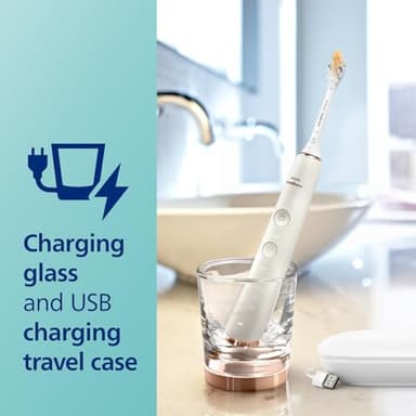 Philips Sonicare DiamondClean Smart 9500 Electric Toothbrush, Sonic Toothbrush with App, Pressure Sensor, Brush Head Detection, 5 Brushing Modes and 3 Intensity Levels, Rosegold, Model HX9923/61 - Image 2