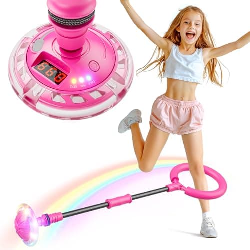 Flooyes Skip Ball for Kids, Ankle Skip Ball Toy with Counter, Timer and Cal Calculator, Girl Birthday Gifts for Age 6 7 8 9 10+, Rechargeable Colorful Flash Wheel Skip Ball for Girls Women - Image 1
