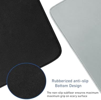 Large Gaming Mouse Pad with Stitched Edges, Durable Non-Slip Natural Rubber Base, Waterproof Computer Keyboard Pad Mat for Esports Pros/Gamer/Desktop/Office/Home - Grey - Image 3