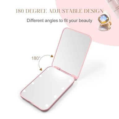 Kakuje Compact Mirror, 1X/3X Magnification LED Pocket Mirror with Nternal BIattery, Mini Mirror for Purse, Pocket,Travel and Present (Pink) - Image 6
