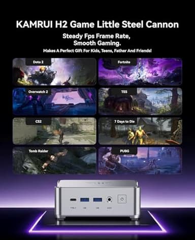 KAMRUI Hyper H2 Mini Gaming PC, in-tel Core i9-11900H (Beat 1195G7/5825U, up to 4.9GHz) 32GB RAM 1TB SSD Mini Desktop Computers, Triple 4K Display 6*USB3.2, USB-C, HDMI, DP, WiFi6, BT5.2, Office Home - Image 2