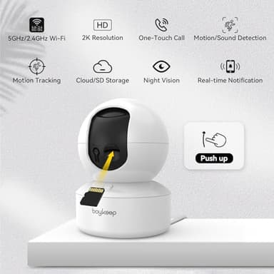 BoyKeep Indoor Camera - 2K Pet Camera, 5G/2.4GHz WiFi Cam for Baby Monitor with Phone App, 360° Pan & Tilt, 2-Way Audio, Color Night Vision, New for 2025 with 12s Free Cloud Storage - Image 6
