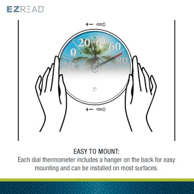 EZREAD Hanging Dial Thermometer 840-1214 Weather Thermometers for Indoor and Outdoor Use, Large 12.5 Inch Diameter, Easy to Read Numbers, Beach - Image 5