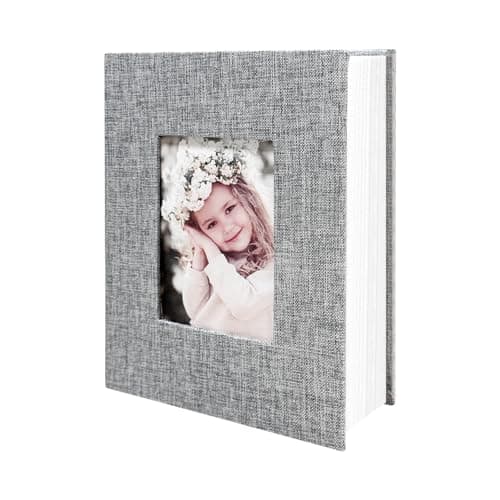 HenPisen Photo Album 4x6 100 Pockets, Linen Cover Top Loader Vertical, Slip-in Picture Grey Pockets Albums for Wedding, Family, Anniversary, Baby, Vacation - Image 1