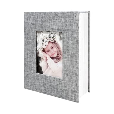 HenPisen Photo Album 4x6 100 Pockets, Linen Cover Top Loader Vertical, Slip-in Picture Grey Pockets Albums for Wedding, Family, Anniversary, Baby, Vacation - Image 1