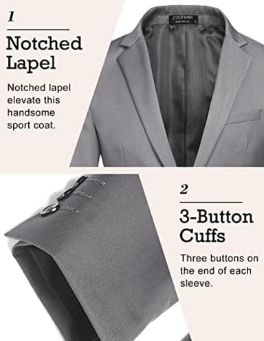 COOFANDY Mens Fitted Blazer Casual Sports Jacket Lightweight Suit Jacket Suit Coat (Light Grey XL) - Image 4