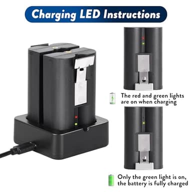 Ring Battery 2 Pack with Charger Station, 6040mAh Rechargeable Replacement Battery V4 for Ring-Video Doorbell 2/3/3plus/4, Stick Up Cam and Spotlight Cam (2 Pack Battery with Black Dock) - Image 4