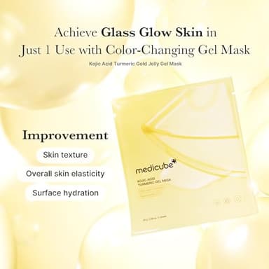 medicube Color-Changing Jelly Mask Set For Uneven Skin Tone & Radiant Glow: Salmon DNA PDRN pink collagen jelly gel mask (4ea) and Kojic Acid Turmeric Brightening Gold Jelly Gel Mask (4ea) - Image 6