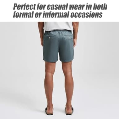 maamgic Men's Classic-fit 5.5" Cotton Casual Shorts Elastic Waistband with Multi-Pocket Daily Wear Walking Summer Outfit Cyan Grey 31 - Image 6