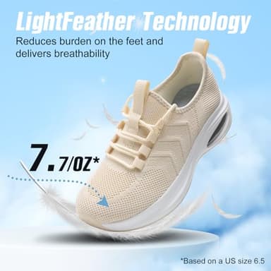 Rollstep Wide Toe Box Shoes Women Extra Wide Width Sneakers Diabetic Air Cushion Road Running Shoes Ultra Light Wide Tennis Sneakers Gym Training Breathable Walking Shoes Beige 37 - Image 5