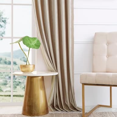 PRIMROSE Velvet Curtains 120 inches for Living Room Champagne Beige Rod Pocket Window Drapes Treatment Room Darkening Blackout Curtains for Bedroom Set of 2 Panels - Image 9