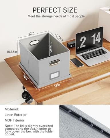 Oterri File Organizer, File Box, File Cabinet for Letter File Folder Storage, Hanging File Organizer for Office/Decor/Home,Document Organizer, 1 Pack,Gray-White-Box Only - Image 3