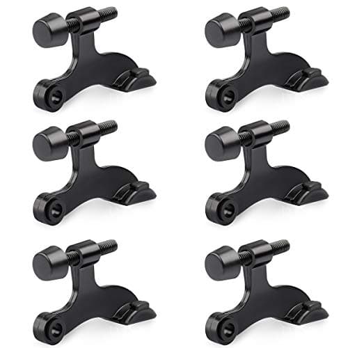HOMOTEK 6 Pack Hinge Pin Black Door Stopper,Adjustable Deluxe Heavy Duty Door Stopper 2-1/2"x1-3/4”,with Black Rubber Bumper Tips - Image 1