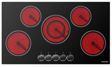 GASLAND Electric Cooktop 36 Inch, 8200W Drop-in Radiant Glass Stove Top CH90BS with 5 Burners, 220-240V Ceramic Electric Stovetop, 7 Power Levels, Mechanical Knob Control, Hot Warning, Hard Wire - Image 1