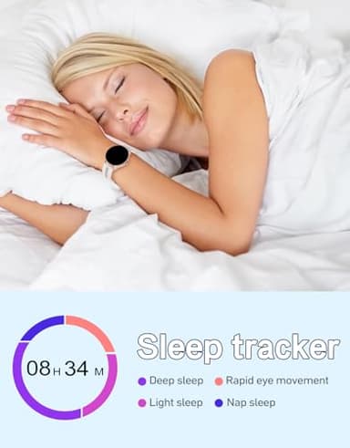 HUAKUA Smart Watches for Women Men (Answer/Make Calls) Compatible with iPhone/Android Phones, Round Smartwatch Fitness Tracker with Heart Rate Monitor Sleep/Steps Tracker Waterproof (Starlight/Gold) - Image 5