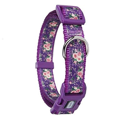 YUDOTE Floral Dog Collars Adjustable Nylon Collar with Quick Release Buckle for Female Male Dogs, Purple, Small - Image 5