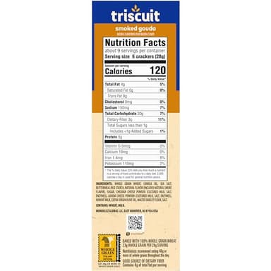 Triscuit Smoked Gouda Whole Grain Wheat Crackers, Lunch Snacks, Bulk Snack Crackers, 6 - 8.5 oz Boxes - Image 19