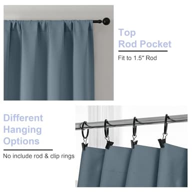 Simplebrand Ava Stone Blue Blackout Curtains for Bedroom 84 Inch Length 2 Panels Set, Solid Thermal Insulated Privacy Living Room Window Treatment Curtains Blackout Drapes, W40 x L84 Inch, Stone Blue - Image 4