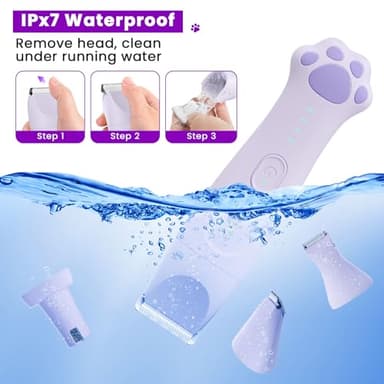 Veeconn Dog Paw Trimmer - 4-in-1 Dog Clippers Grooming Kit with Low Noise & IPX7 Waterproof Design Includes Comb Paw Trimmer Nail Grinder - Rechargeable & Cordless Pet-Friendly Clipper (Purple) - Image 6