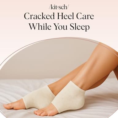 Kitsch Moisturizing Socks for Cracked Heel Treatment – Reusable Spa Socks for Women & Men with Insulated Gel Lining - Overnight Heel Socks for Dry Cracked Feet, Hydrating, Open-Toe Design - 1 Pair - Image 8