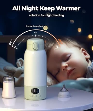 Portable Bottle Warmer 17oz Bottle Warmer for Breast Milk Formula & Water, Fast Heating, Long Battery Life & Large Capacity, Suitable for Baby Outdoor Travel Green - Image 5