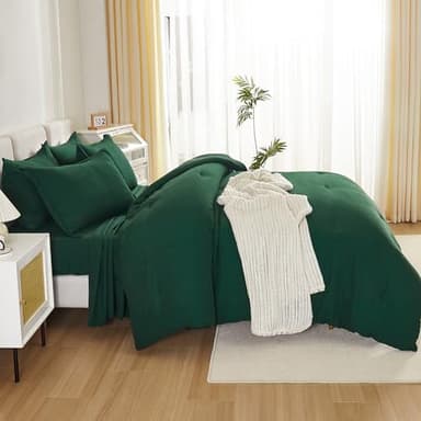 Litanika Oversized King Comforter Sets Emerald Green - 7 Pieces Bed in a Bag Oversized King Bedding Comforter Sets, Solid Lightweight Bed Set with Comforter, Sheets, Pillowcases & Shams - Image 8