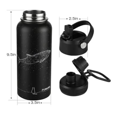 Funkrin Insulated Water Bottle with Straw Lid & Spout Lid, 32oz Personalized Vacuum Stainless Steel Travel Mug, Leak Proof Double Wall Bottle for Hot & Cold Beverages - Image 4